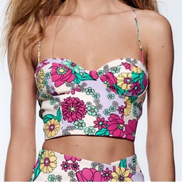 FLORAL CROP TOP - Picture 4 of 6